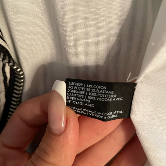 BLACK&WHITE STRIPED MOTO JACKET - Picture 4 of 5